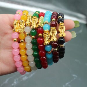 ZMANYIJEW 8 Pack Feng Shui Bracelets Pixiu Fortune Beaded Bracelet Fashion Colorful Men Women Good Luck Bracelets (8PCS, Alloy)