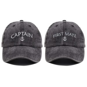 embroidered boat captain hat & first mate hat for men women boating marine sailor trucker baseball caps nautical gifts (captain first mate)