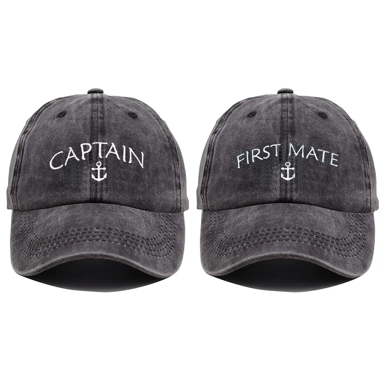 Embroidered Boat Captain Hat & First Mate Hat for Men Women Boating Marine Sailor Trucker Baseball Caps Nautical Gifts (Captain First Mate)