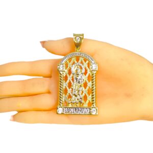 56 MM LONG ST. LAZARUS SAN LAZARO DIAMOND CUT PENDANT CHARM REAL 10K YELLOW GOLD SG-2021