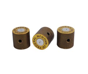 guyker guitar knobs with 6mm dia. shaft pots - brass bullet case style tone and volume control potentiometer knob replacement for precision electric guitar or bass (3 piece, old gold color)