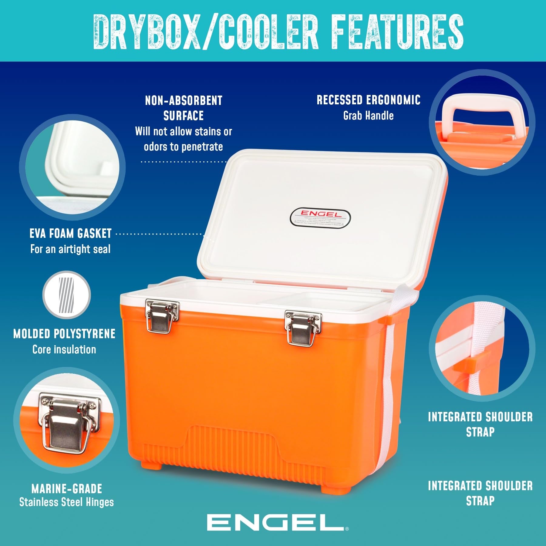 Engel UC7 7.5qt Leak-Proof, Air Tight, Drybox Cooler and Small Hard Shell Lunchbox for Men and Women