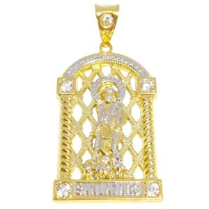 56 MM LONG ST. LAZARUS SAN LAZARO DIAMOND CUT PENDANT CHARM REAL 10K YELLOW GOLD SG-2021