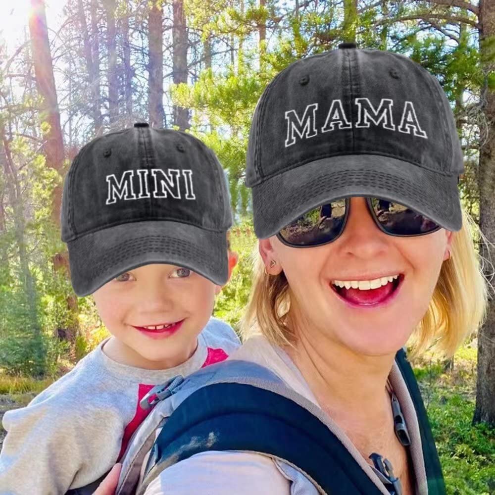 2PCS Parent-Child Hat Mother Child Daughter Son Baby Family Hat Retro Baseball Cap Snap Cap Mothers Day Black