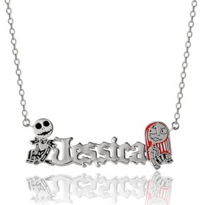 Disney The Nightmare Before Christmas Womens Custom Nameplate Necklace - Sterling Silver Custom Name Necklace - Officially Licensed