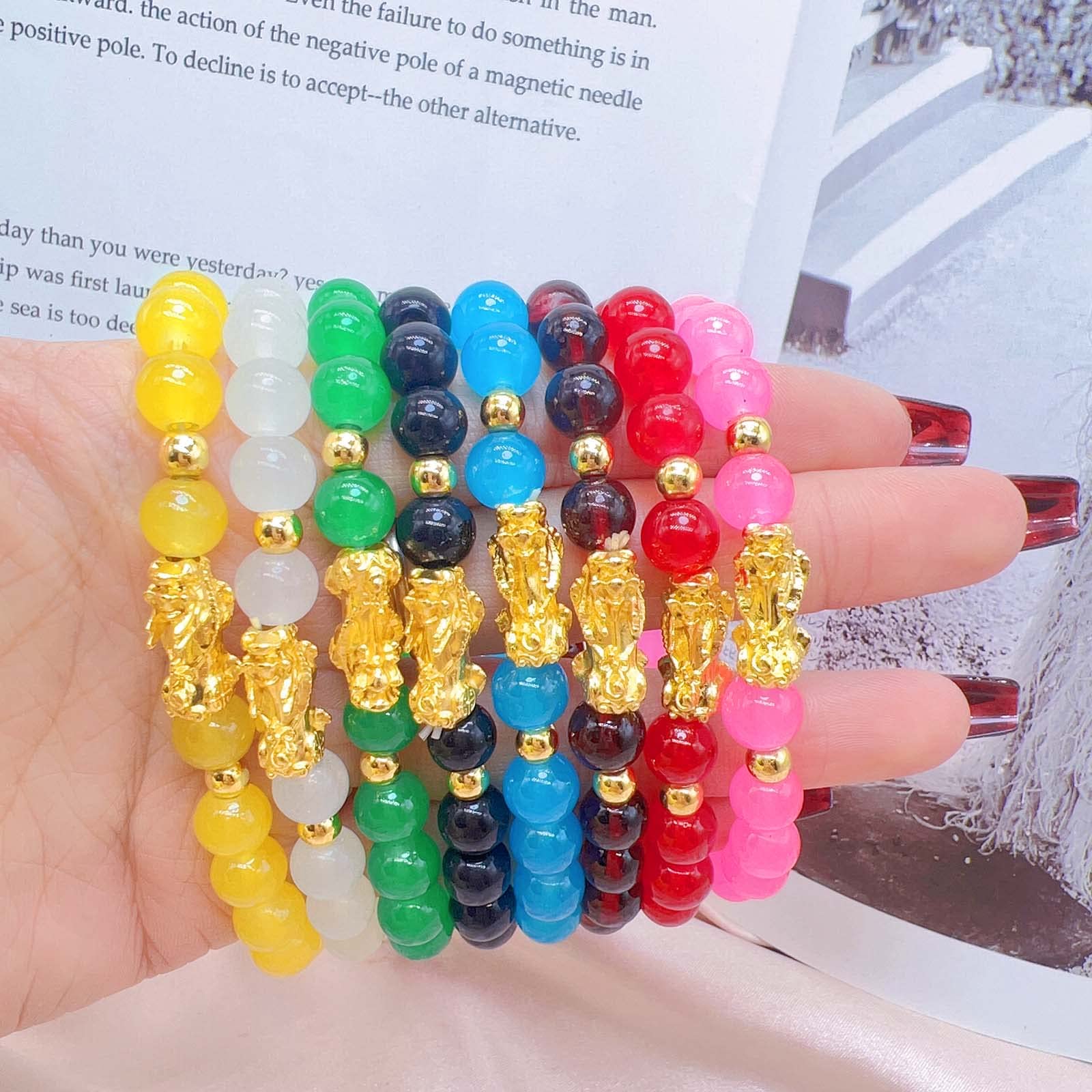 ZMANYIJEW 8 Pack Feng Shui Bracelets Pixiu Fortune Beaded Bracelet Fashion Colorful Men Women Good Luck Bracelets (8PCS, Alloy)