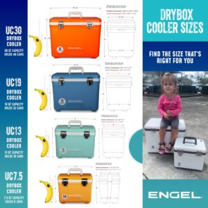 engel uc7 7.5qt leak-proof, air tight, drybox cooler and small hard shell lunchbox for men and women