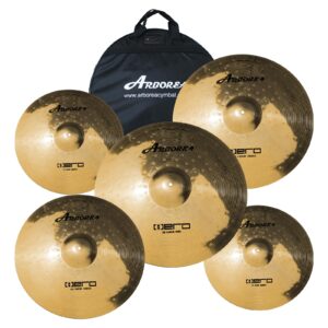 Arborea Cymbal Pack Alloy Cymbals Drum Cymbal Set 14"/16"/18"/20" Plus Free Cymbal Bag 5 Pieces Cymbals for Drum Set