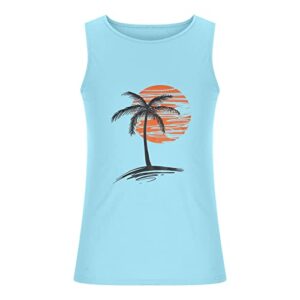 NaRHbrg Palm Tree Tanks Tops for Mens Cool Printed Graphic Sleeveless Tank Top Muscle Shirt for Workout Gym Jogging Blue