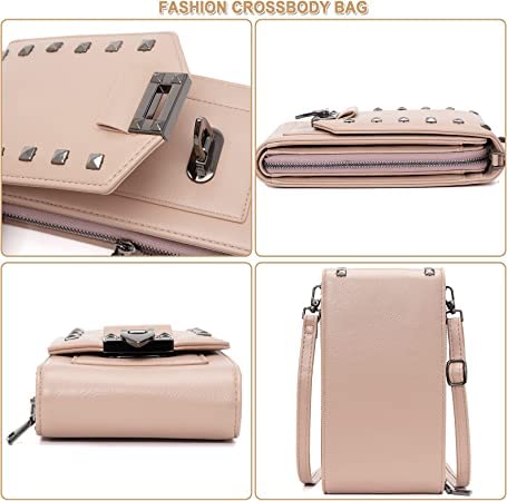 Eslcorri Small Crossbody Bags for Women Trendy - Vegan Crossbody Purse Wide Strap Ladies Shoulder Handbags Multi Zipper Pockets Wallet for Summer Travel Shopping