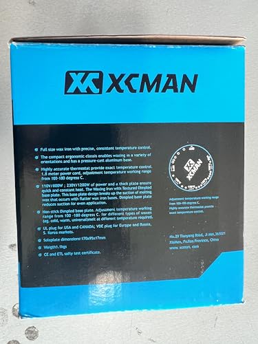 XCMAN Ski Snowboard Waxing Iron 120V 800W with Dimpled Base Plate and Good Thermosta High Temperature Control Accuracy