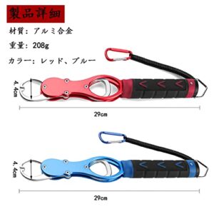 Fish Grip, Aluminum, Fishing Rod, Fishing Tool, Fish Catching, Weighing, Ultra Lightweight, Rustproof, Safety Rope Included, Blue