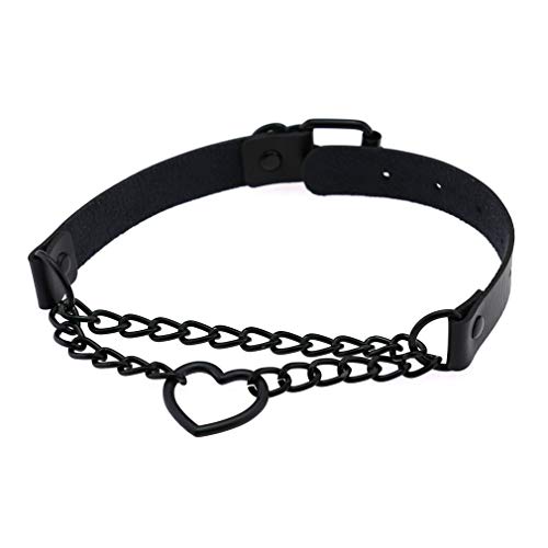 SNOLLOWYY Heart Leather Choker Punk PU Necklace Goth Choker Soft Collar Chain for Women Girls Gifts (Heart)