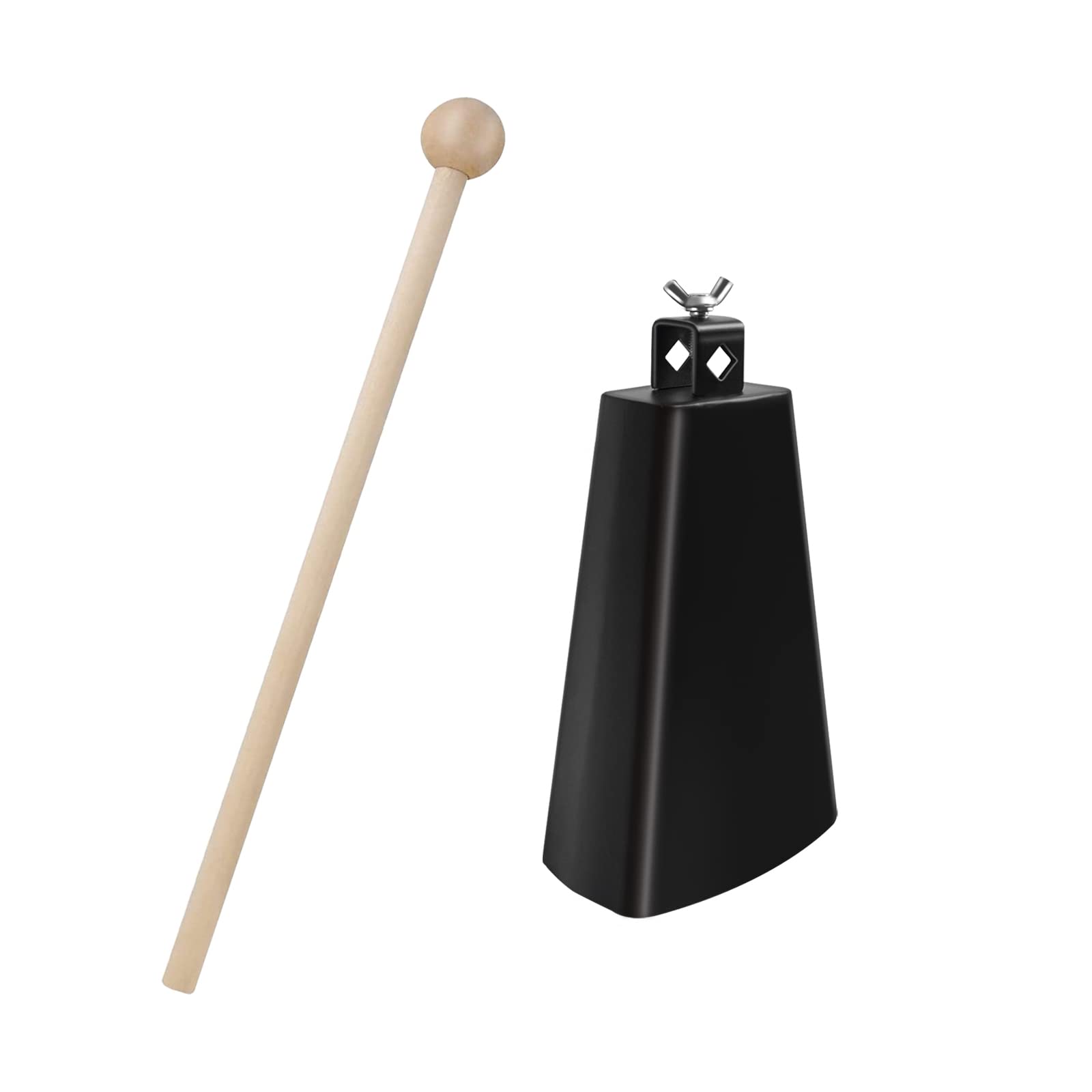 Soulmate Cowbell 5 inch Metal Steel Cow Bell Instrument Noise Makers Cowbell Hand Percussion Cow Bells with Handle Stick for Drumset