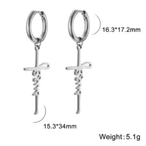 Cross Jesus Earrings For Women Men Stainless Steel Fashion Dainty Jesus Cross Pendant Clip On Hoop Earrings Christian Faith Jewelry