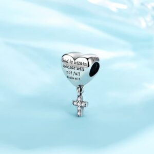 Cross Charm Fit Pandora Charms Bracelet Love Heart Christian Bible Verse Charms Prayer Faith Religious Jewelry Gifts for Women