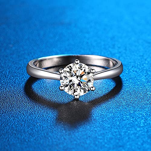 Moissanite Rings for Women, Six Prong Solitaire Moissanite Engagement Ring, Classic 1-3ct Engagement Ring for Women, 925 Sterling Silver D Color with Certificate of Authenticity, silver, Moissanite