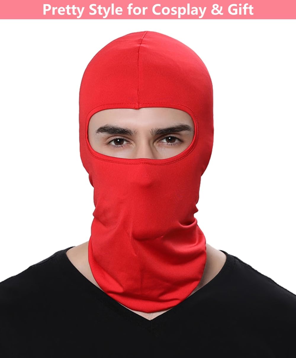 Balaclava Ski Mask Head Mask Full Face Mask Windproof Face Cover Sun UV Protection Scarf Men Women Outdoor Sport Cycling Cap (Red)