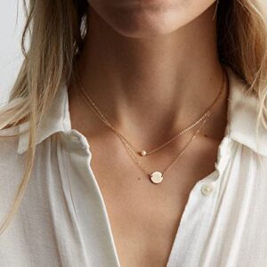 Tewiky Pearl Necklaces for Women, Dainty Gold Necklace 14k Gold Plated Single Pearl Necklace Simple Pearl Choker Necklaces for Women Trendy Cute Gold Necklace Jewelry for Women