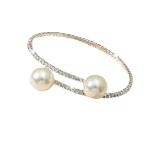 ANYILVTULI MUAYOUAUM Bracelets A9 for Women Simulated Pearls (SILVER)