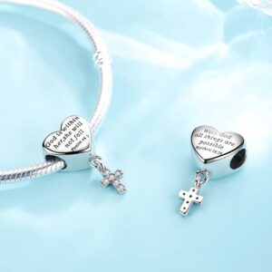 Cross Charm Fit Pandora Charms Bracelet Love Heart Christian Bible Verse Charms Prayer Faith Religious Jewelry Gifts for Women