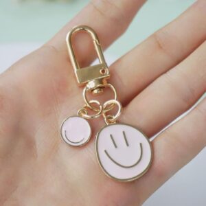 SWJEWEL Cute Happy Expression Keychain for Women 3pcs Set Samll White Black Pink Car Keys Ring Accessories Clip Bag Charms Handbag Purse Backpack Pendant Charms WBP