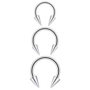 Long Spike Nose Septum Rings Surgical Steel Horseshoe Hoop Septum Rings Lip Labret Ring Tragus Ear Daith Piercing Rings