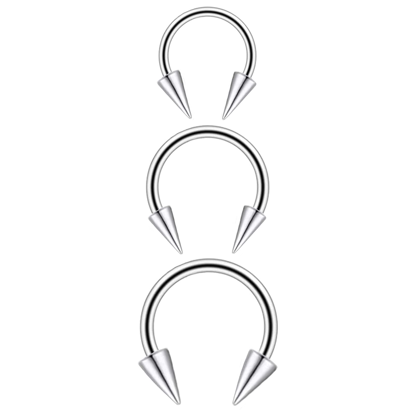 Long Spike Nose Septum Rings Surgical Steel Horseshoe Hoop Septum Rings Lip Labret Ring Tragus Ear Daith Piercing Rings