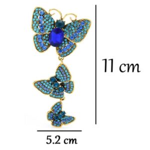 ulricar Crystal Rhinestone Butterfly Brooches For Women Pretty 3 Butterfly Insects Party Casual Brooch Lapel Pins Elegant Dress Accessories Wedding Christmas Birthday Jewelry Gift,Blue