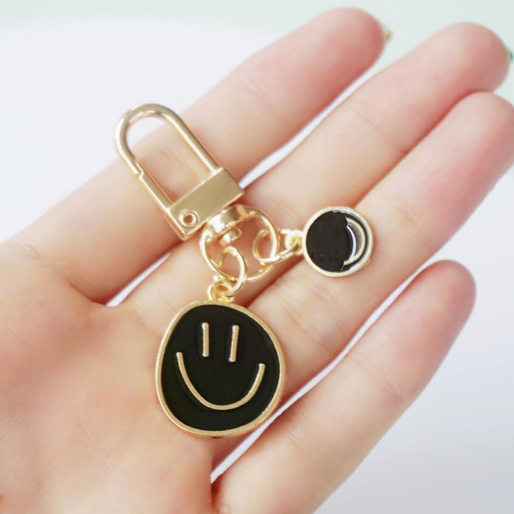 SWJEWEL Cute Happy Expression Keychain for Women 3pcs Set Samll White Black Pink Car Keys Ring Accessories Clip Bag Charms Handbag Purse Backpack Pendant Charms WBP