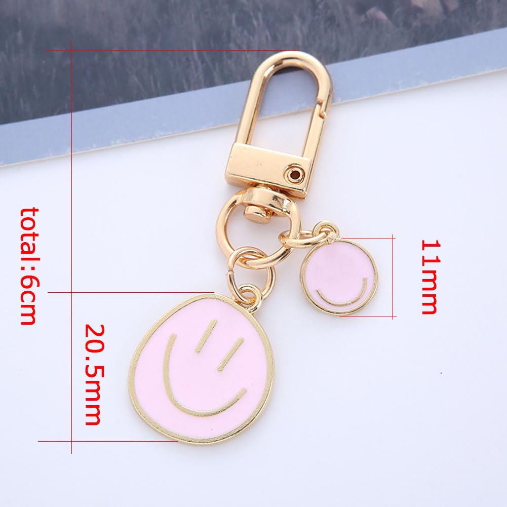 SWJEWEL Cute Happy Expression Keychain for Women 3pcs Set Samll White Black Pink Car Keys Ring Accessories Clip Bag Charms Handbag Purse Backpack Pendant Charms WBP