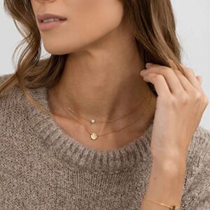 Tewiky Pearl Necklaces for Women, Dainty Gold Necklace 14k Gold Plated Single Pearl Necklace Simple Pearl Choker Necklaces for Women Trendy Cute Gold Necklace Jewelry for Women