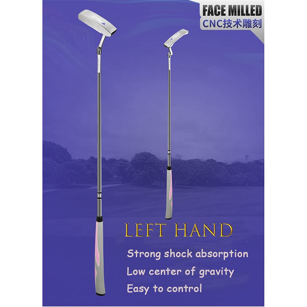 Left Hand Golf Putter Women Golf Club Putters Exercriser Golf Training Golf Push Rod Sports Golf Blade Putter (Silver)