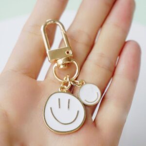 SWJEWEL Cute Happy Expression Keychain for Women 3pcs Set Samll White Black Pink Car Keys Ring Accessories Clip Bag Charms Handbag Purse Backpack Pendant Charms WBP