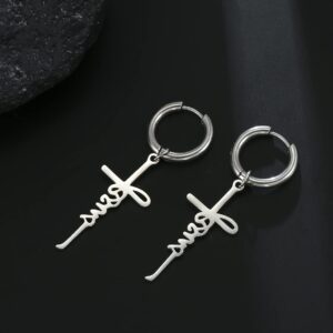 Cross Jesus Earrings For Women Men Stainless Steel Fashion Dainty Jesus Cross Pendant Clip On Hoop Earrings Christian Faith Jewelry