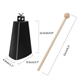 Soulmate Cowbell 5 inch Metal Steel Cow Bell Instrument Noise Makers Cowbell Hand Percussion Cow Bells with Handle Stick for Drumset