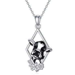 LEECCI Cow Necklace for Women 925 Sterling Silver Cow Jewelry Gifts for Women Mother