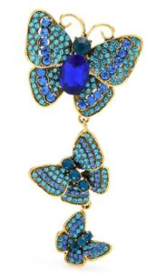 ulricar crystal rhinestone butterfly brooches for women pretty 3 butterfly insects party casual brooch lapel pins elegant dress accessories wedding christmas birthday jewelry gift,blue