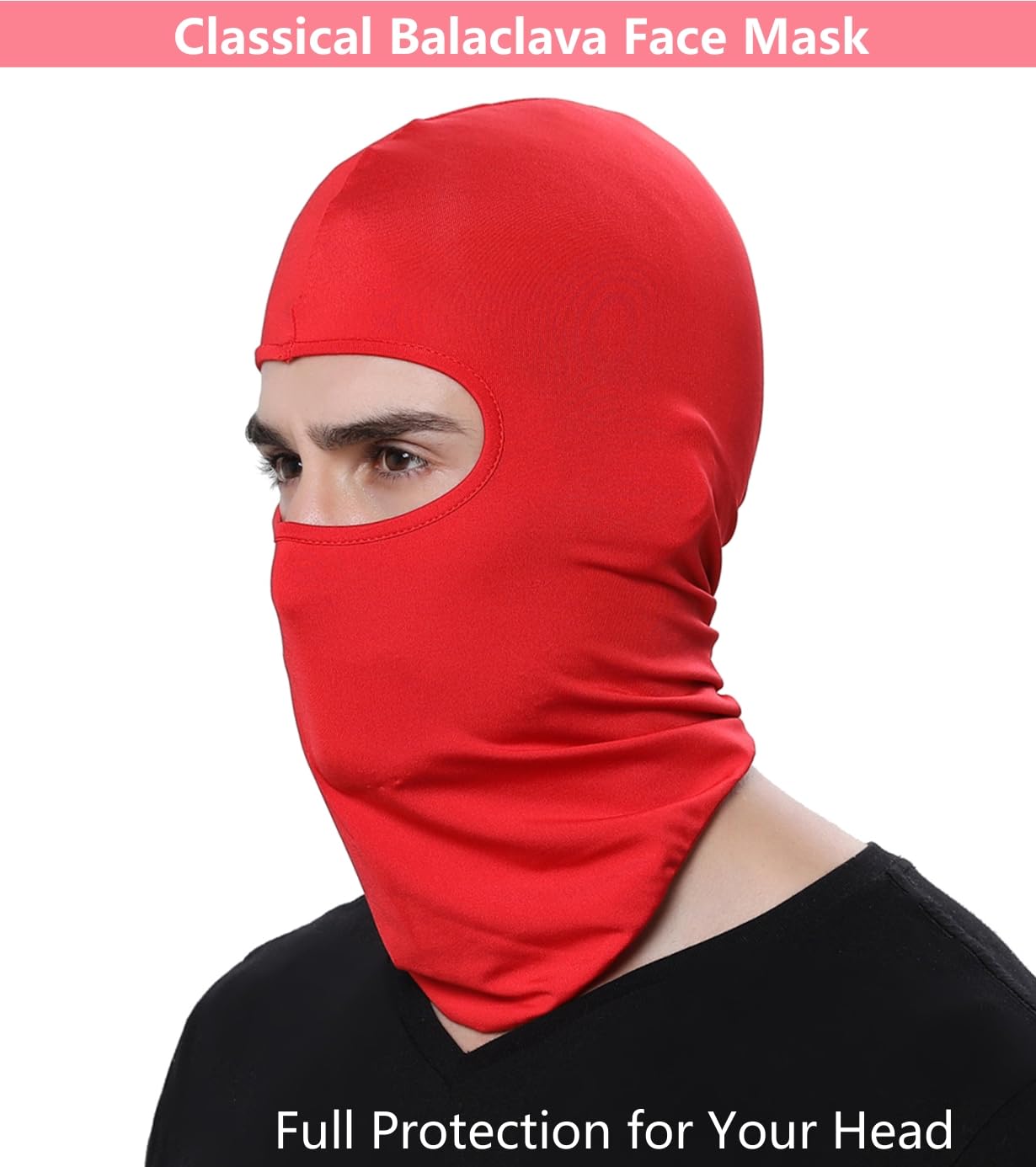 Balaclava Ski Mask Head Mask Full Face Mask Windproof Face Cover Sun UV Protection Scarf Men Women Outdoor Sport Cycling Cap (Red)