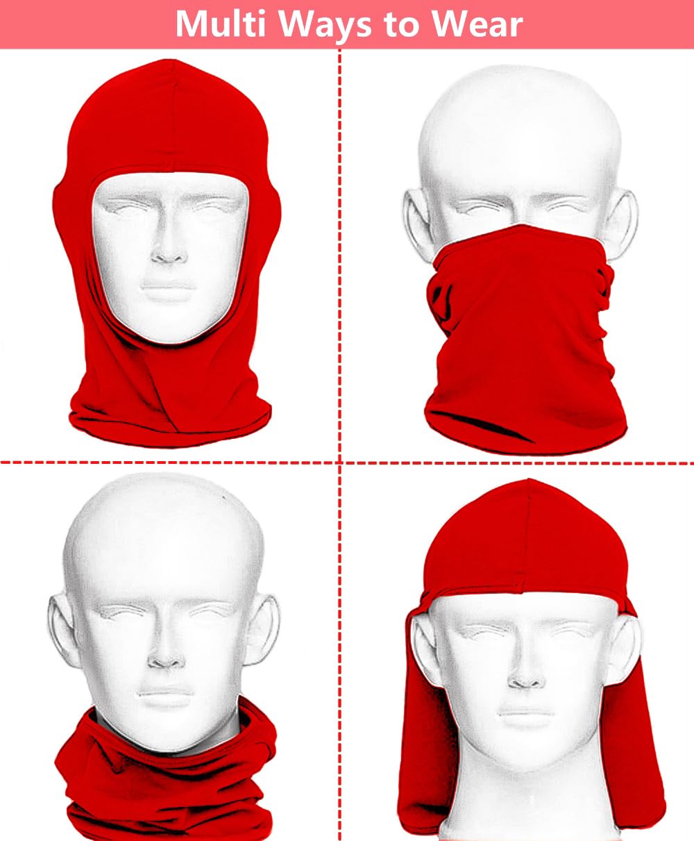 Balaclava Ski Mask Head Mask Full Face Mask Windproof Face Cover Sun UV Protection Scarf Men Women Outdoor Sport Cycling Cap (Red)