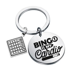 PLITI Funny Bingo Gift Bingo Gambler Gift Bingo Game Lover Gift Bingo Is My Cardio Keychain Gambling Gift (bingo cardio ky)