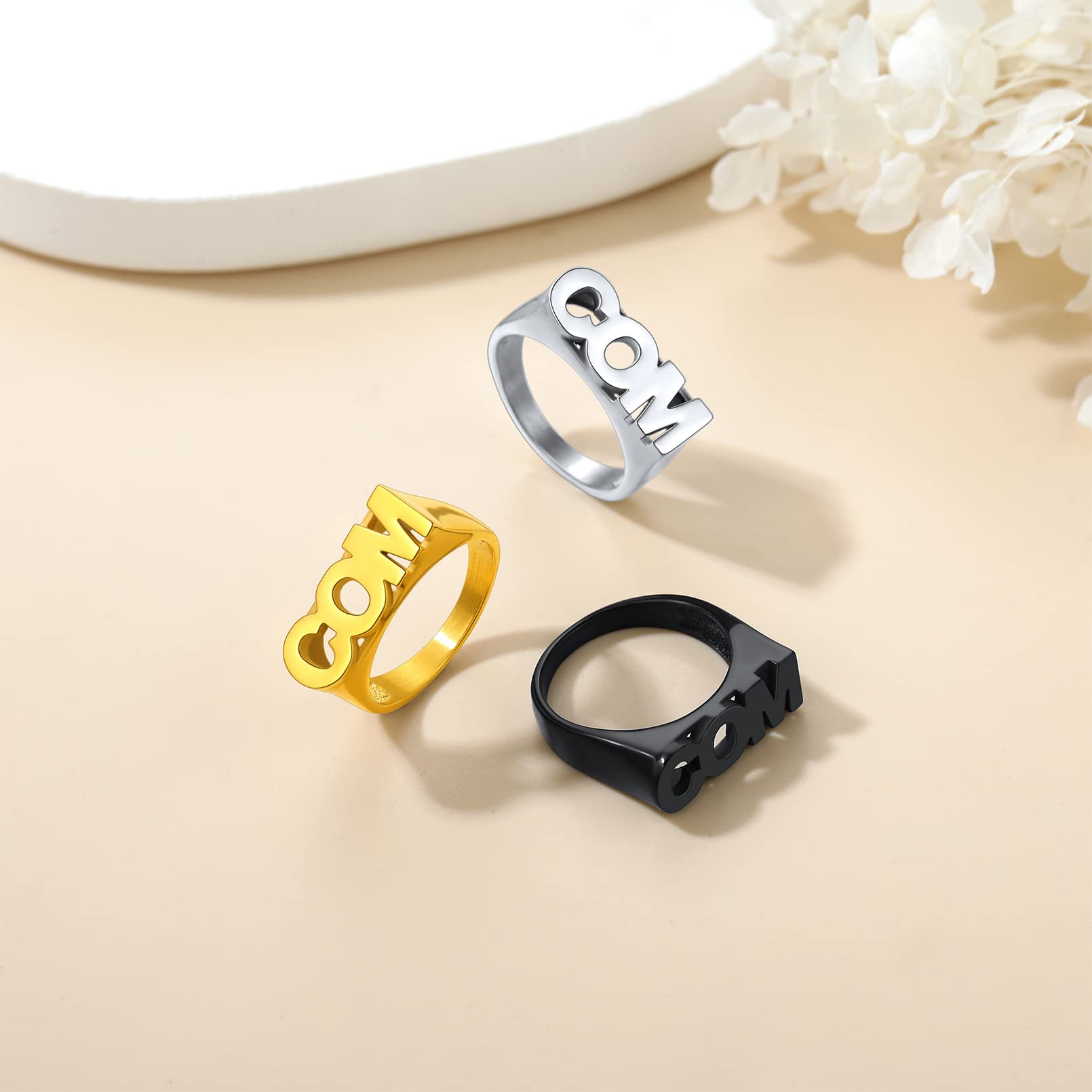 Customized Letter Ring for Women Custom Block Initial Rings