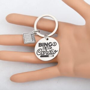 PLITI Funny Bingo Gift Bingo Gambler Gift Bingo Game Lover Gift Bingo Is My Cardio Keychain Gambling Gift (bingo cardio ky)