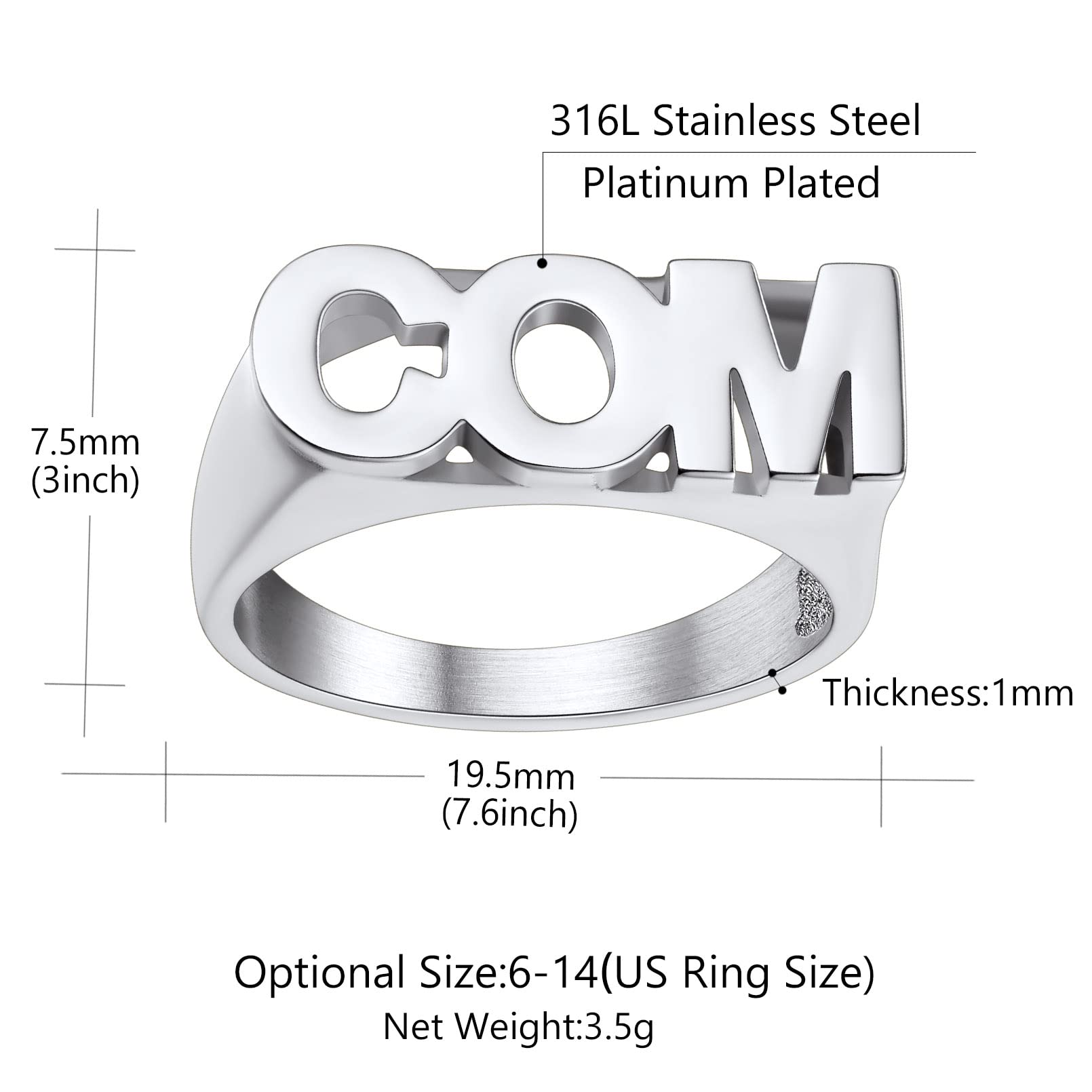 Customized Letter Ring for Women Custom Block Initial Rings