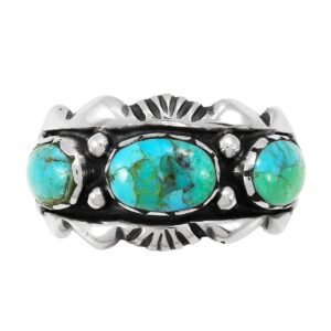 turquoise ring sterling silver 925 genuine gemstones size 6 to 11 (turquoise) (6)