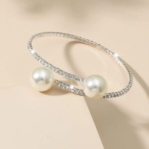 ANYILVTULI MUAYOUAUM Bracelets A9 for Women Simulated Pearls (SILVER)