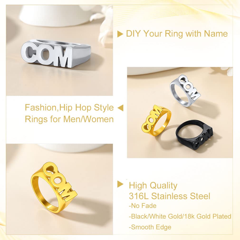 Customized Letter Ring for Women Custom Block Initial Rings