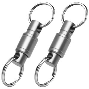 autuveen titanium quick release keychain,detachable key ring pull apart keychain,key holder accessory for bag/purse/belt(2pack)