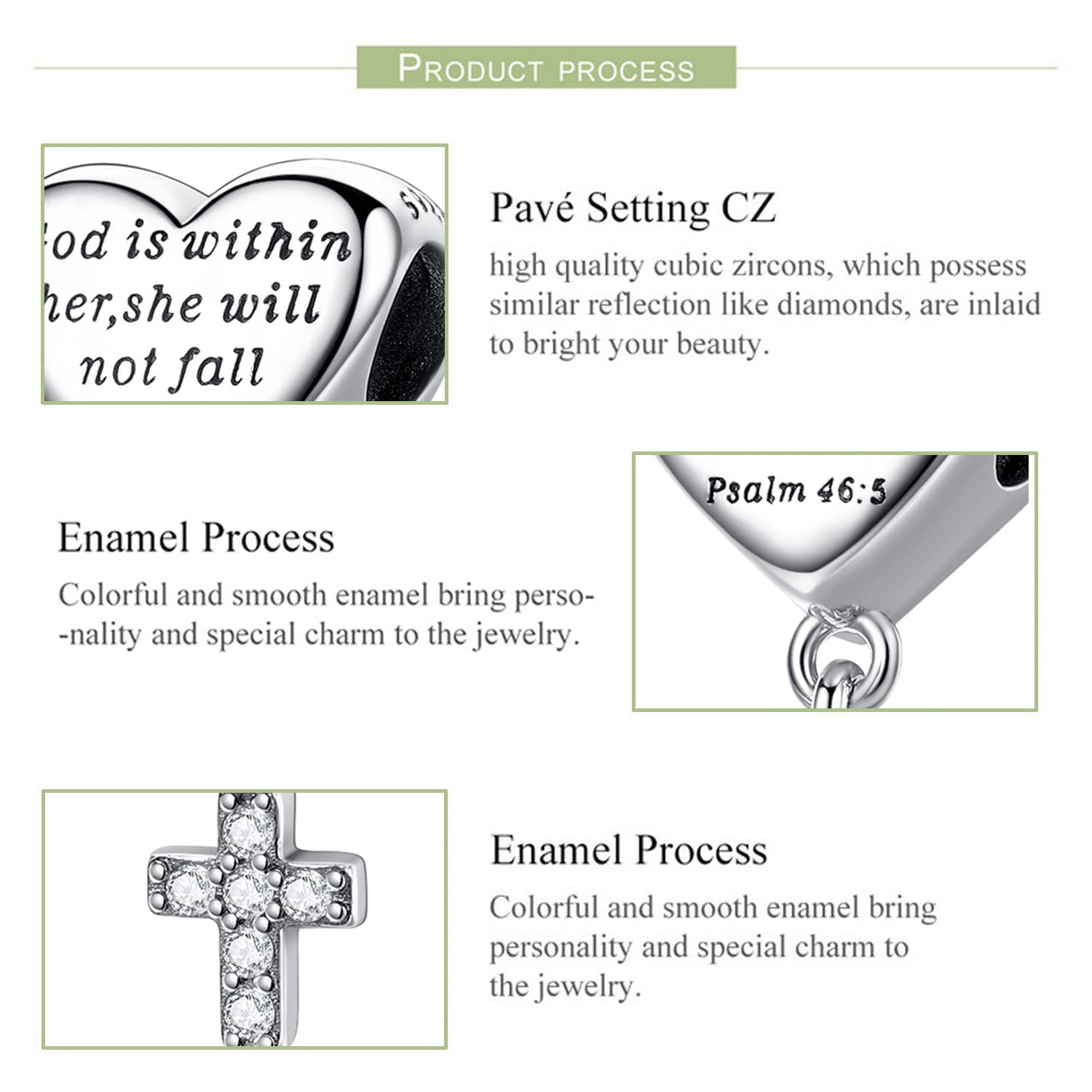 Cross Charm Fit Pandora Charms Bracelet Love Heart Christian Bible Verse Charms Prayer Faith Religious Jewelry Gifts for Women