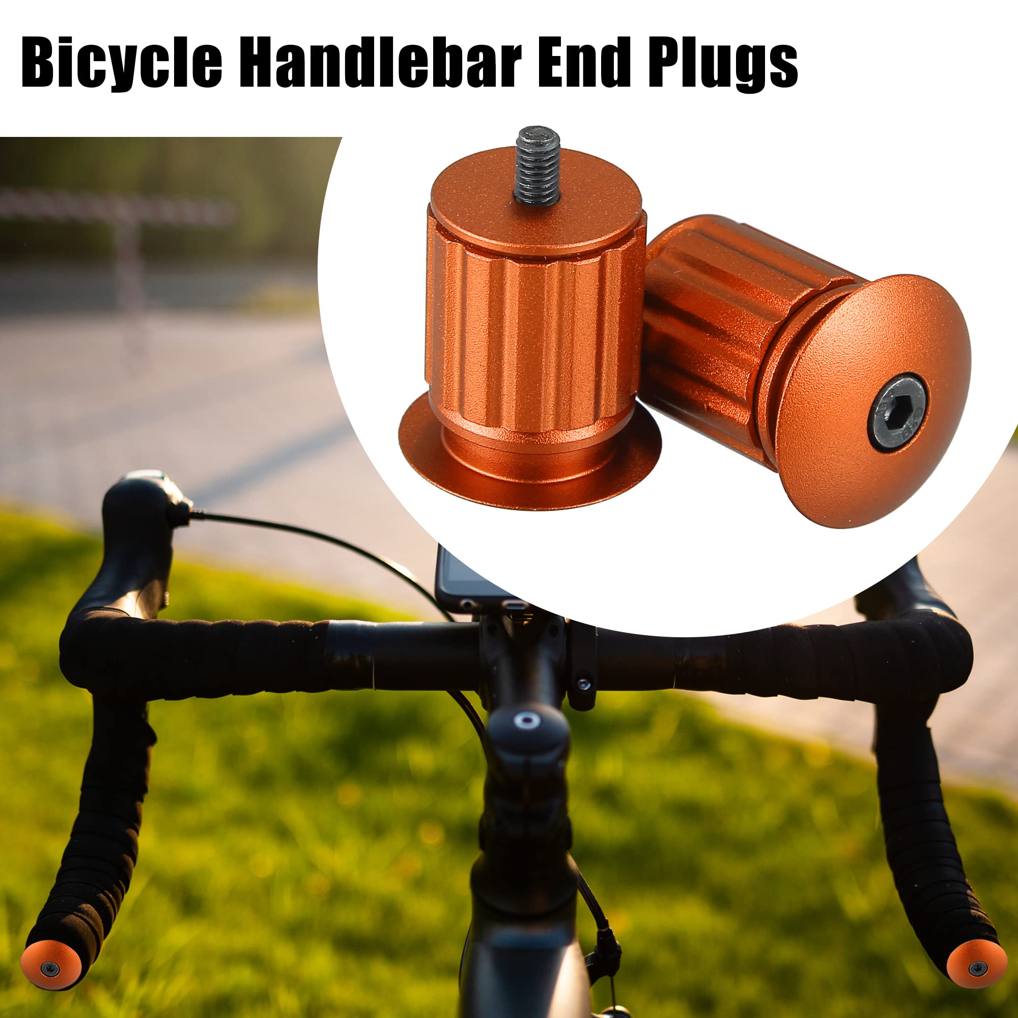 X AUTOHAUX 1 Pair Aluminum Alloy 17.5-22mm Handlebar End Plugs for Road Mountain Bicycle Adjustable Handlebar Bike Bar Ends Orange